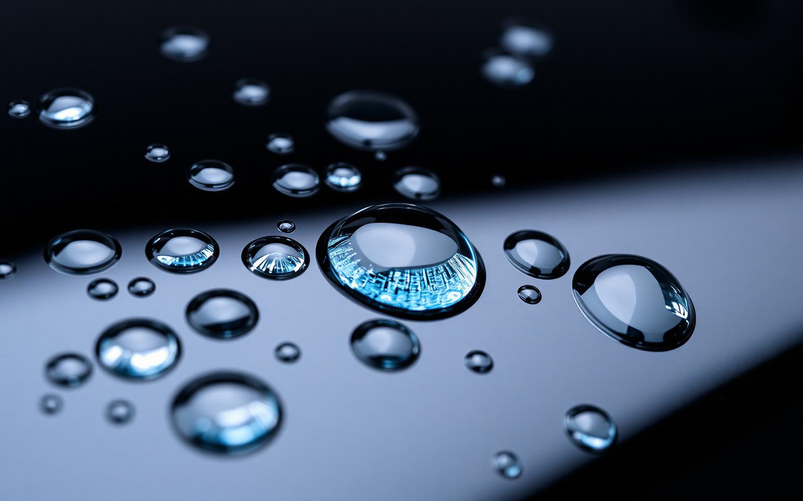 Tight water beads on a freshly ceramic-coated panel