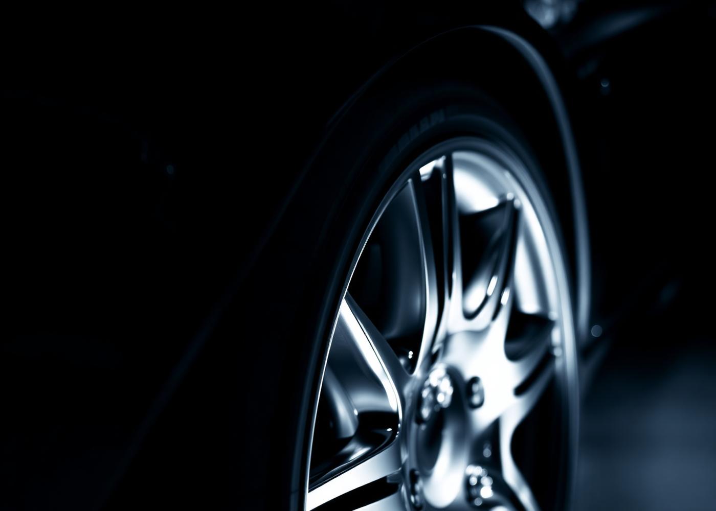 Polished chrome and glossy surface close-up