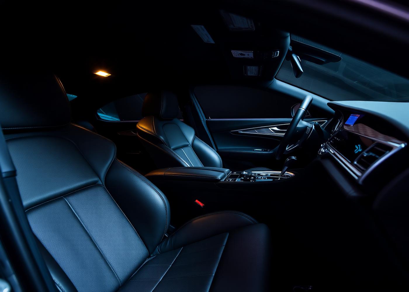 Spotless black leather car interior after a full detail